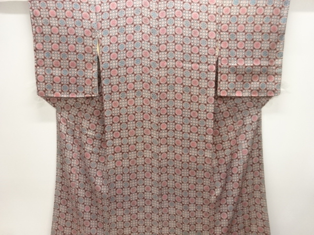 大正ロマン　錦紗市松に花模様着物